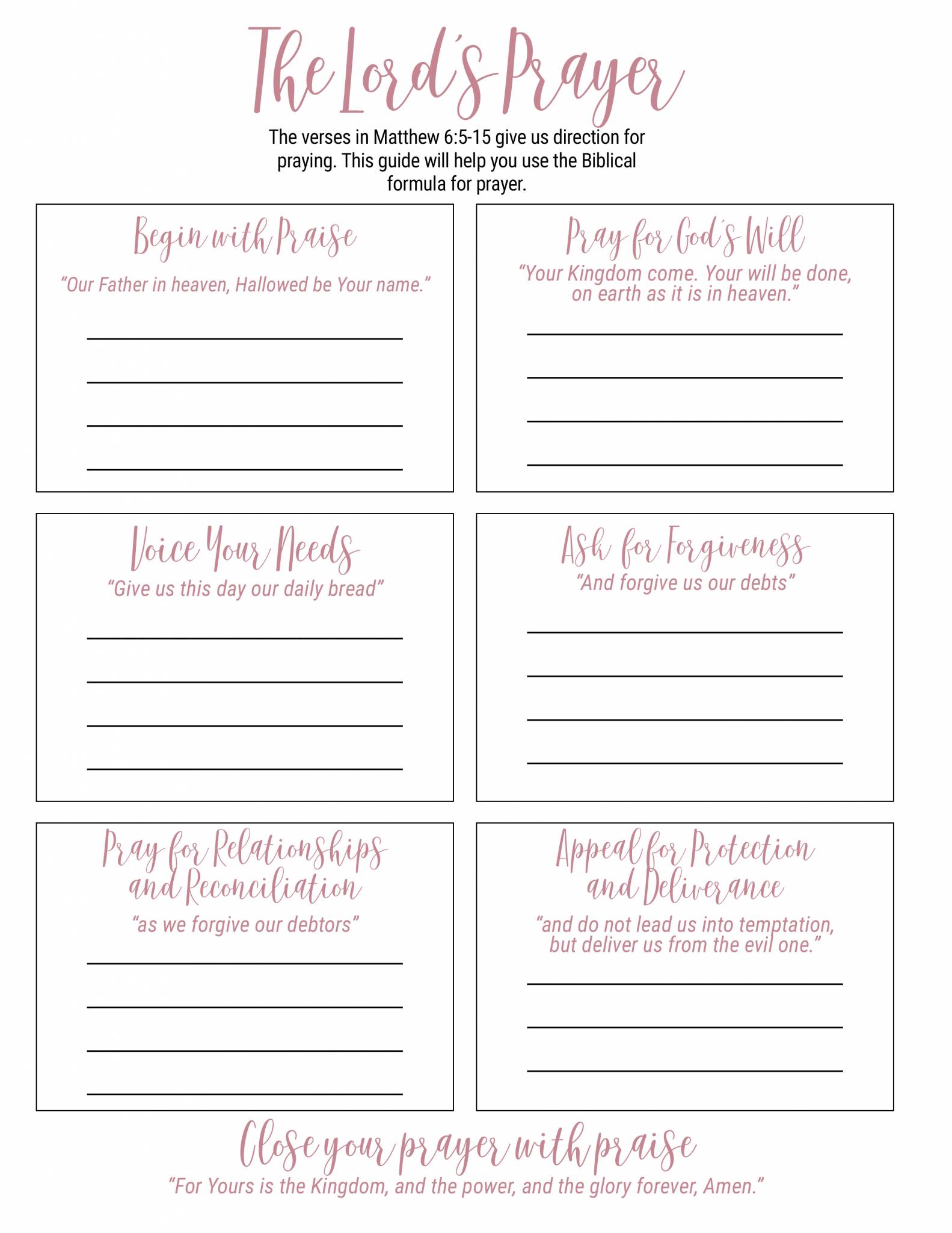 Recommended Resource: Lord's Prayer Printable - IPHC Discipleship ...