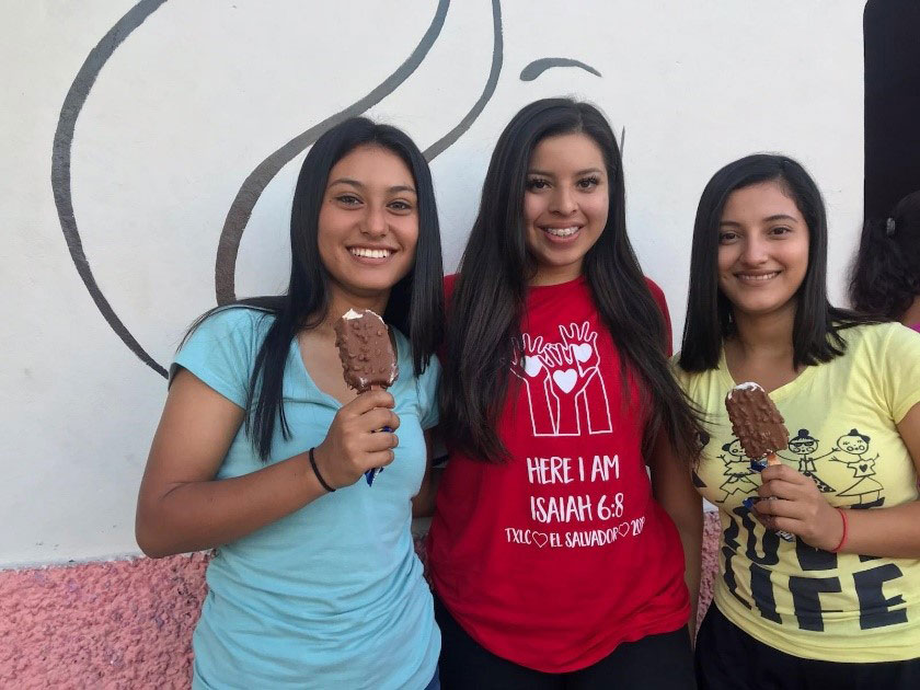 Three girls with ice cream