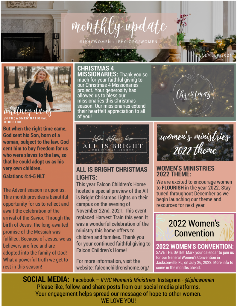 Women's Ministries Monthly Newsletter- December 2021 - IPHC ...