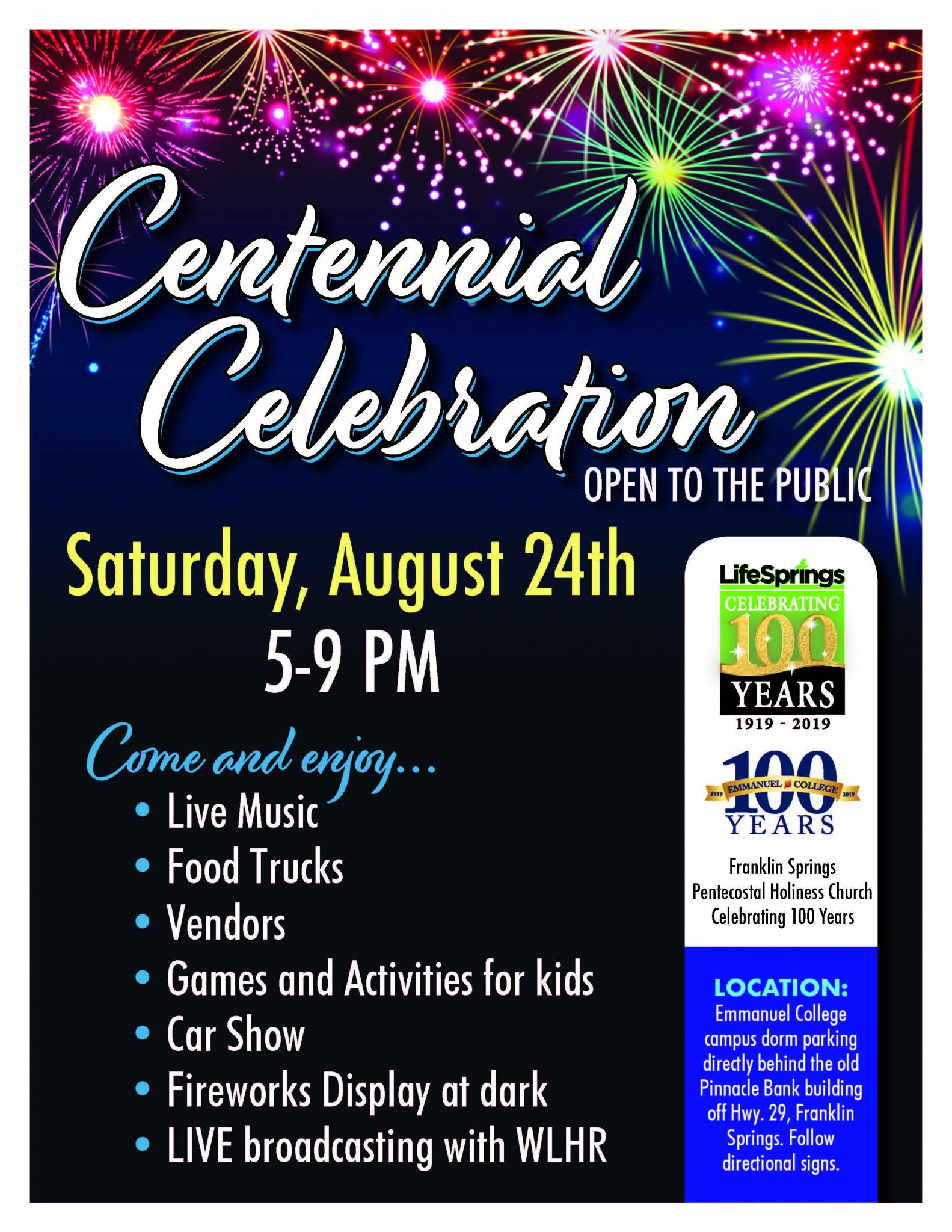 Franklin Springs Centennial Celebration August 24 General