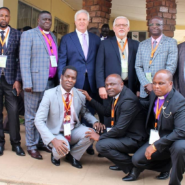 Bishop Gardner with leaders in Zambia