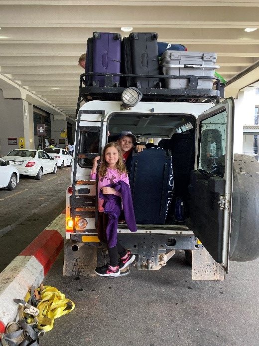 Brittyn & Cousin Tate loading luggage