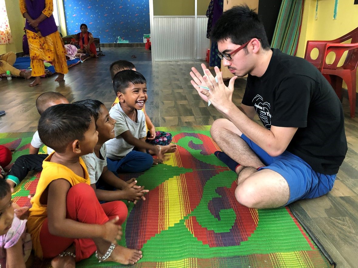 Alex Bamba Playing with Children in Bangladesh 