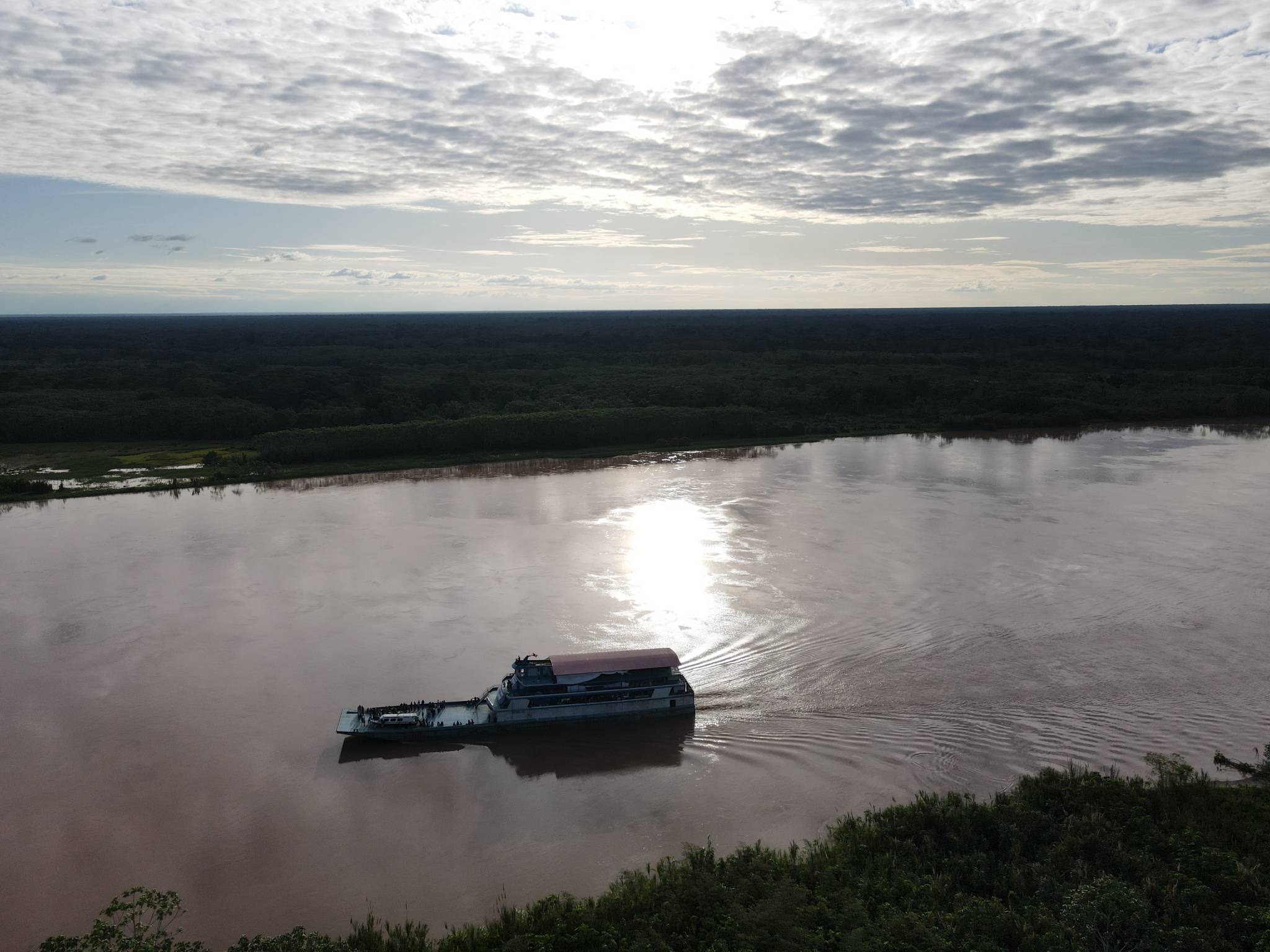 A Barge filled with 200 missionaries/evangelists on the Amazon River.
