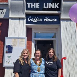 Janene and Bethany, who started working in The Link with me, at our Grand Opening event with the town Mayor.