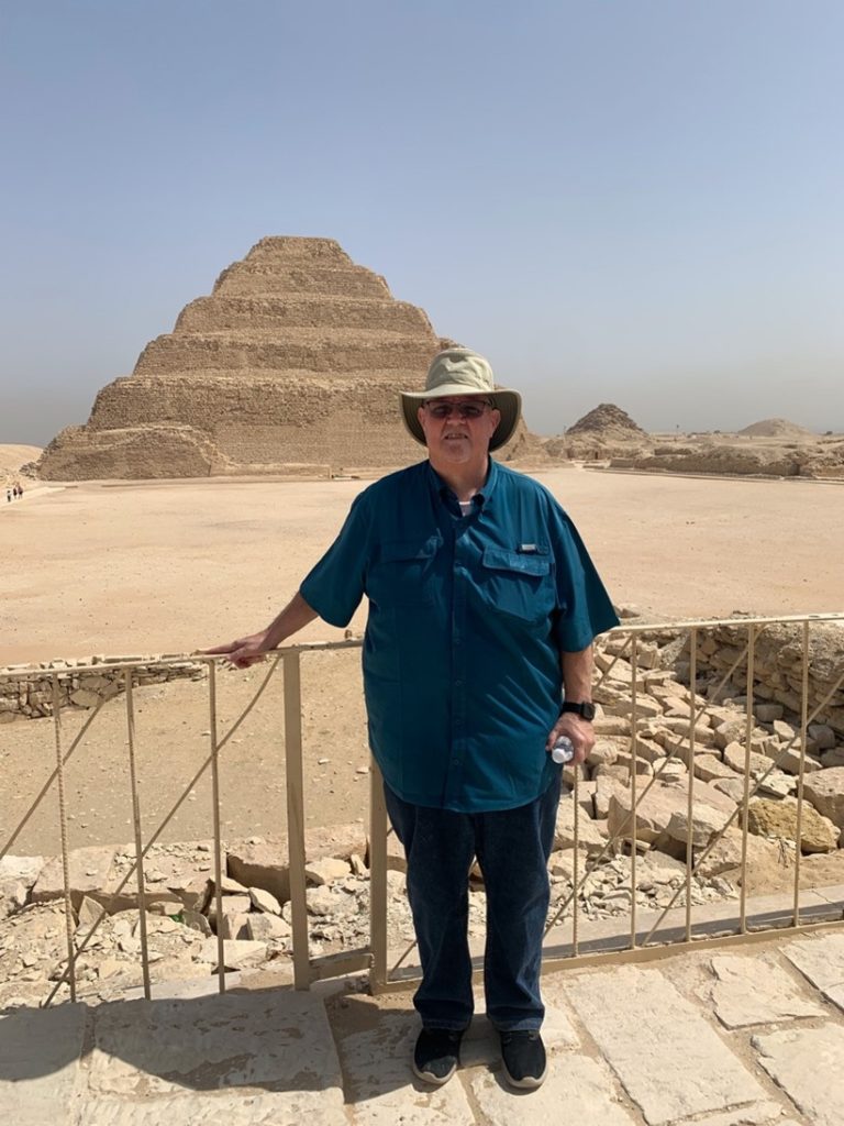Ron enjoying a day of site-seeing at  the Step Pyramid of Saqqaraa.