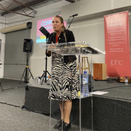 Femke ministering at a conference in Australia. 